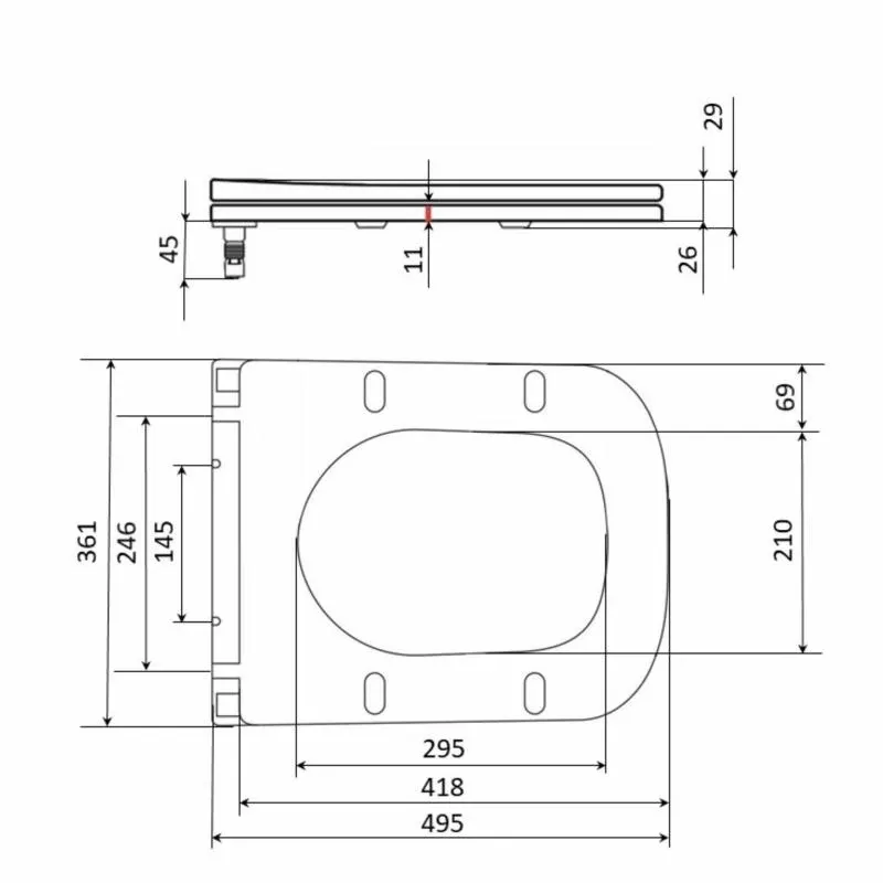 Сидіння для унітаза підлогового (Aries) 445×360×30 мм, White, з мікроліфтом? Slim Duroplast, Quick Release QT03228302W3 Qtap — фото 2