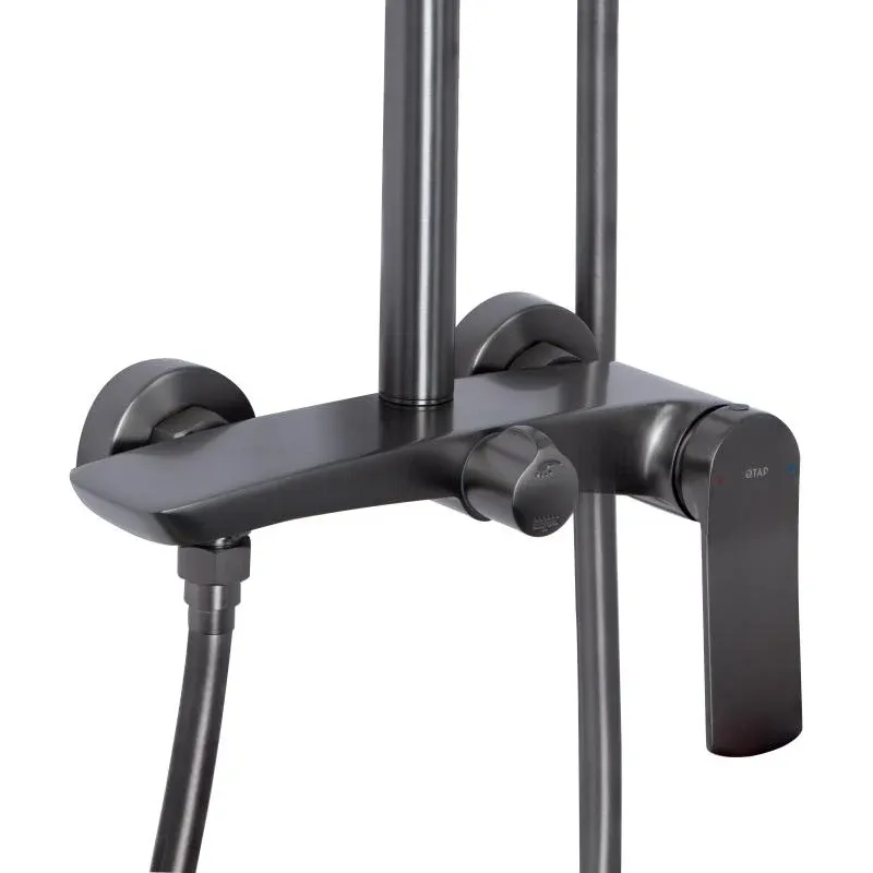Душова система для душу Qtap Slavonice на два споживачі QTSLA110GMB45913 Gunmetal Black PVD — фото 3