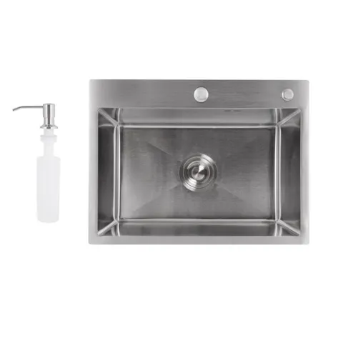 Мийка для кухні інтегрована Lidz Handmade H5843 Brushed Steel 3,0/1,0 мм LDH5843BRU49442
