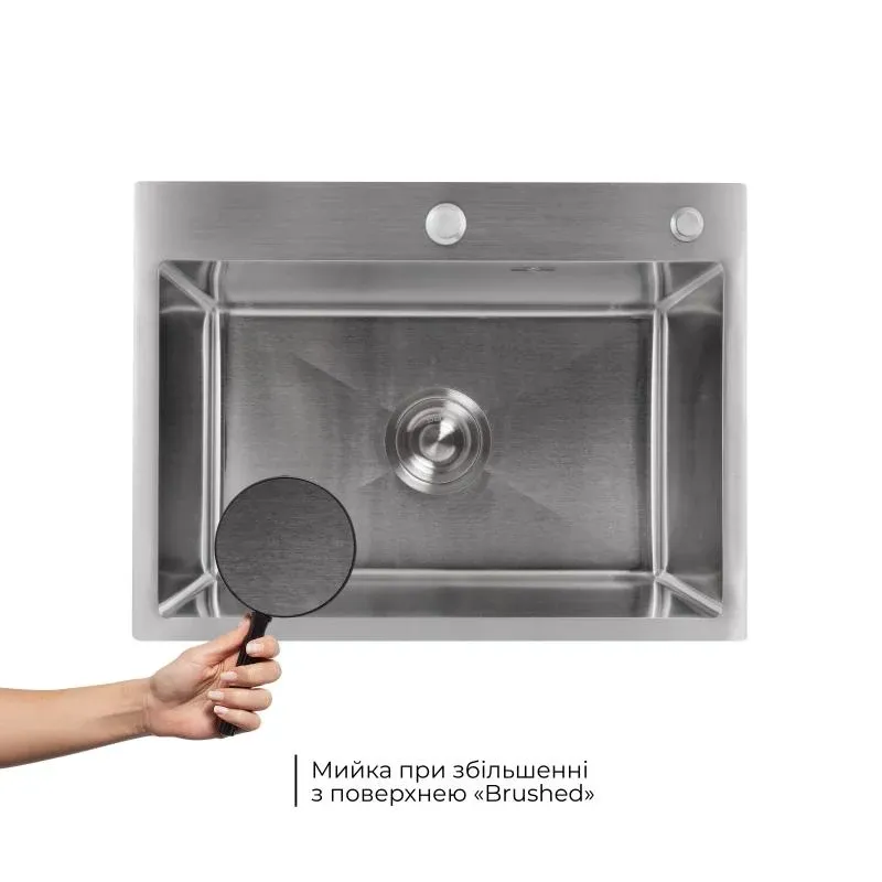 Мийка для кухні інтегрована Lidz Handmade H5843 Brushed Steel 3,0/1,0 мм LDH5843BRU49442 — фото 3
