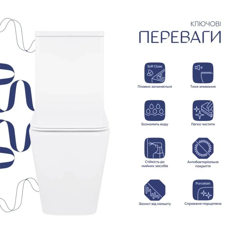 Унітаз підлоговий Qtap Crow Eco безобідковий з сідінням Soft-close QTCRO27W48750 — фото 4