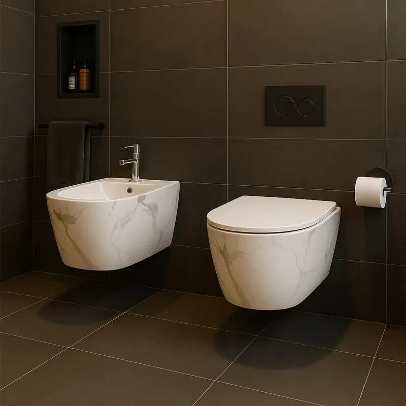Біде підвісне Qtap Robin 515x370x350 мм, Marble QT13551381GMR — фото 8