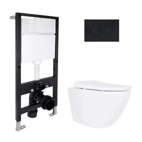 Готове рішення Qtap для ванної кімнати: підвісний унітаз Robin ML Ultra Quiet 520x365x365 + комплект інсталяції Standard (кругла клавіша Black)