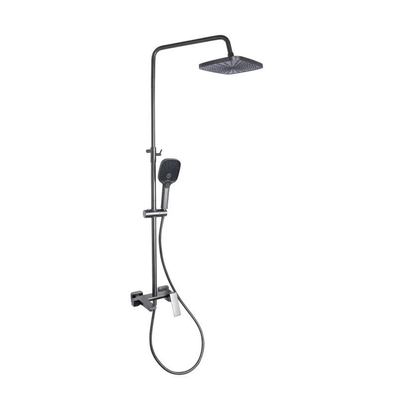 Душова система універсальна Qtap Gemini на три споживачі (з виливом) QTGEM111GMB45688 Gunmetal Black PVD