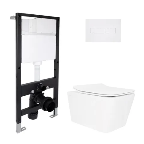 Готове рішення Qtap для ванної кімнати: підвісний унітаз Crow Rimless 520x360x290 + комплект інсталяції Standard (лінійна клавіша White)