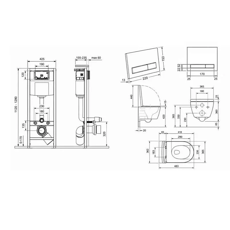 Готове рішення Qtap для ванної кімнати: підвісний унітаз Taurus Ultra Quiet 485×360×350 + комплект інсталяції Nest 4 в 1 (лінійна клавіша White) — фото 2