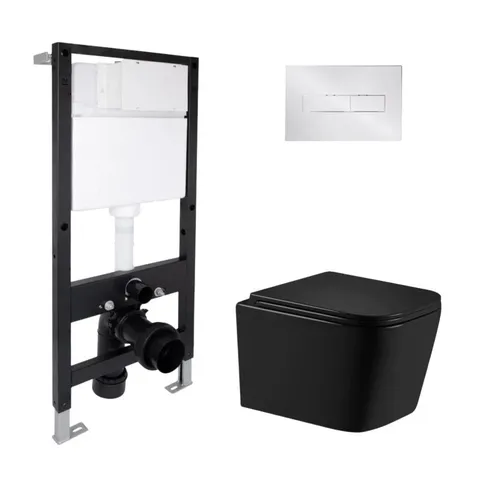 Готове рішення Qtap для ванної кімнати: підвісний унітаз Crow Ultra Quiet 485x340x290 + комплект інсталяції Standard (лінійна клавіша Chrome)