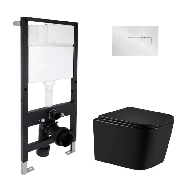 Готове рішення Qtap для ванної кімнати: підвісний унітаз Crow Ultra Quiet 485x340x290 + комплект інсталяції Standard (лінійна клавіша Chrome)