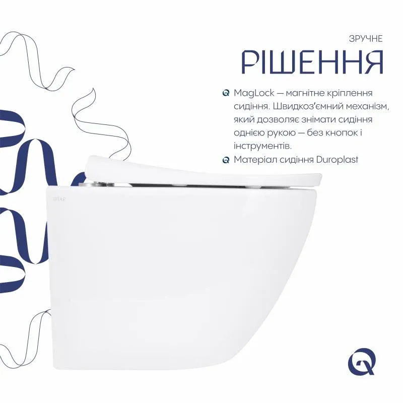 Унітаз підвісний Qtap Robin ML Ultra Quiet 490x365x325 мм, з сидінням Soft-close MagLock, White QTROBML26W49621 — фото 4