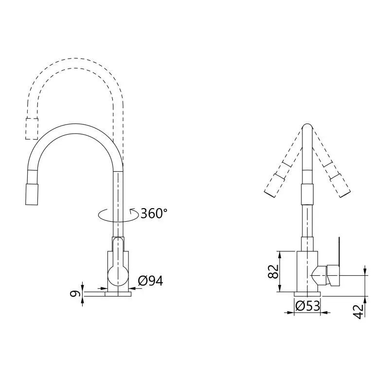 Змішувач для кухні Brinex Pure 015F3 з гнучким виливом   Nickel/Grey BRIPUR015F3NKG — фото 2