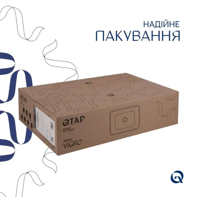 Комплект Qtap Virgo N: Раковина накладна 560x380x130 мм, White, прямокутна + Донний клапан Pop-up PU02 — фото 5