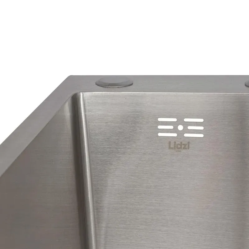 Мийка для кухні інтегрована Lidz Handmade H6350R крило праворуч (LDH6350BRUR45587) Brushed Steel 3,0/1,0 мм — фото 4