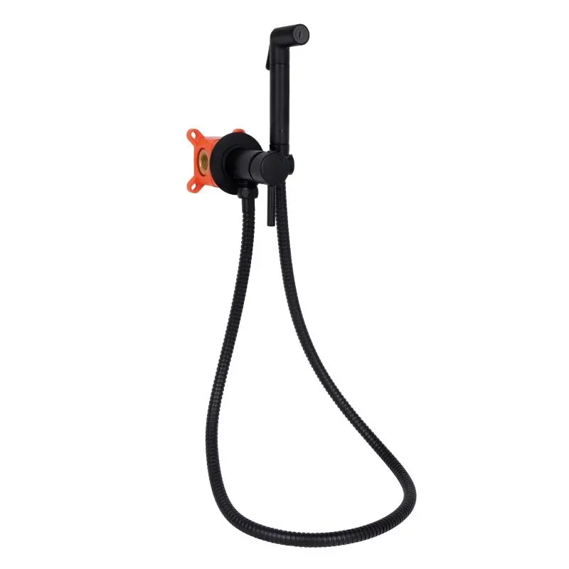 Набор для гігієнічного душу Qtap Inspai-Varius округлий QTINSVARBСRV00440001 Black Matt