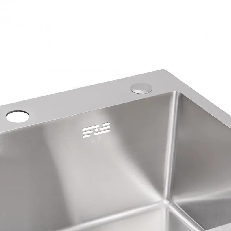 Мийка для кухні інтегрована Lidz Handmade H5050 (LDH5050BRU35375) Brushed Steel 3,0/1,0 мм — фото 6
