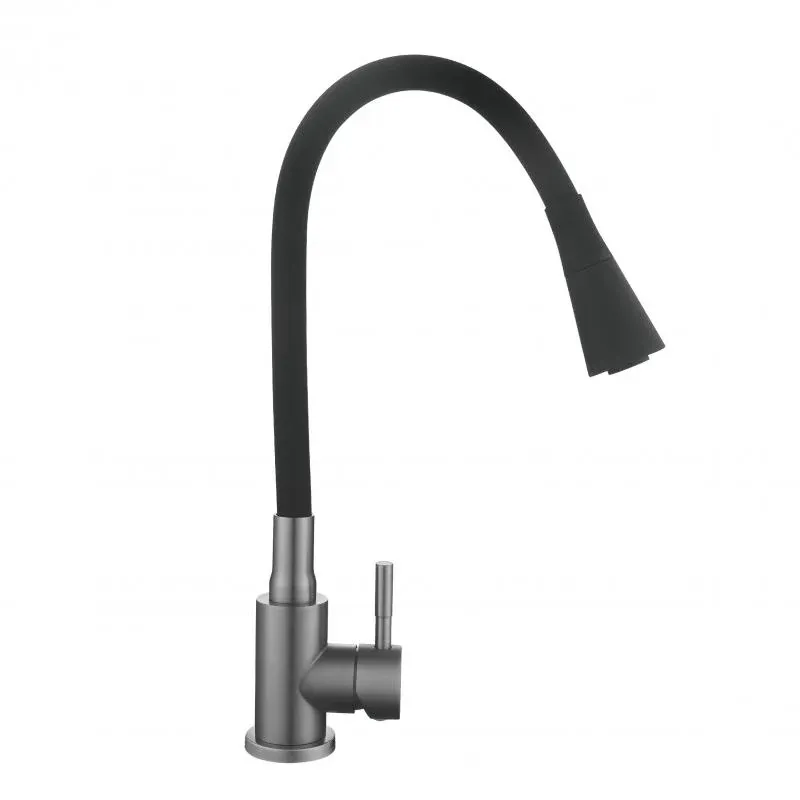 Змішувач для кухні Lidz Aria 015F31 (k35) з гнучким виливом LDARI015F31BGRP49566 Graphite/Black — фото 3