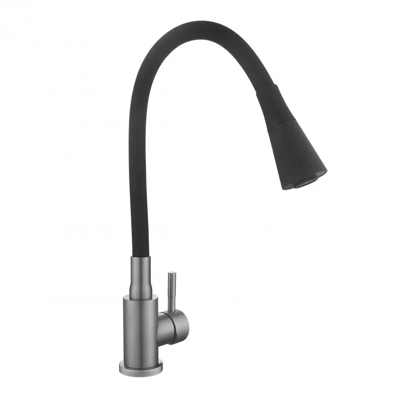 Змішувач для кухні Lidz Aria 015F31 (k35) з гнучким виливом LDARI015F31BGRP49566 Graphite/Black — фото 4