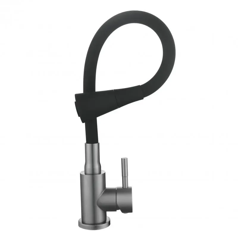 Змішувач для кухні Lidz Aria 015F31 (k35) з гнучким виливом LDARI015F31BGRP49566 Graphite/Black — фото 5