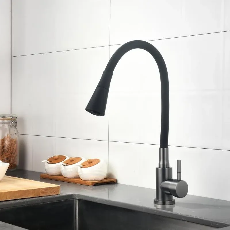 Змішувач для кухні Lidz Aria 015F31 (k35) з гнучким виливом LDARI015F31BGRP49566 Graphite/Black — фото 9
