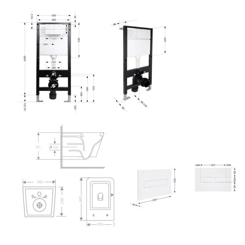 Готове рішення Qtap для ванної кімнати: підвісний унітаз Crow Ultra Quiet 485x340x290 + комплект інсталяції Standard (лінійна клавіша White) — фото 2