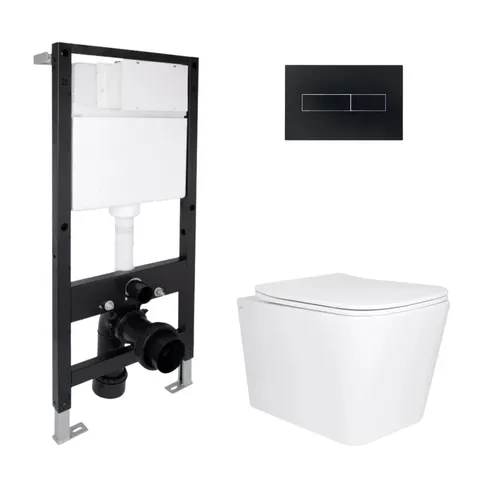 Готове рішення Qtap для ванної кімнати: підвісний унітаз Tern Ultra Quiet 525x345x360 + комплект інсталяції Standard (лінійна клавіша Black)