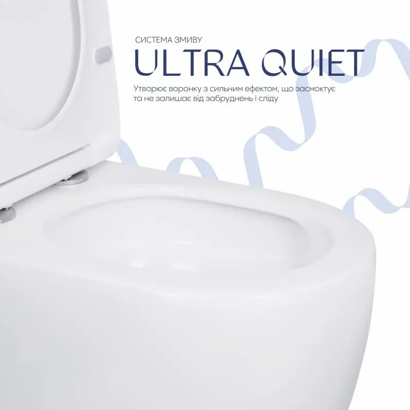 Унітаз-компакт Qtap Robin Ultra Quiet безободковий з сидінням Soft-close QT13226089AW — фото 5