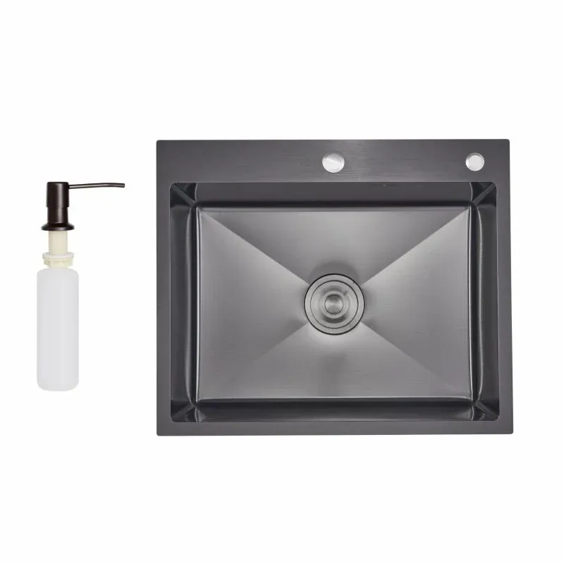 Lidz Handmade H6050HB Мийка для кухні інтегрована Decor Black PVD Honeycomb 2,5/0,5 мм LDH6050BDECPVD48371