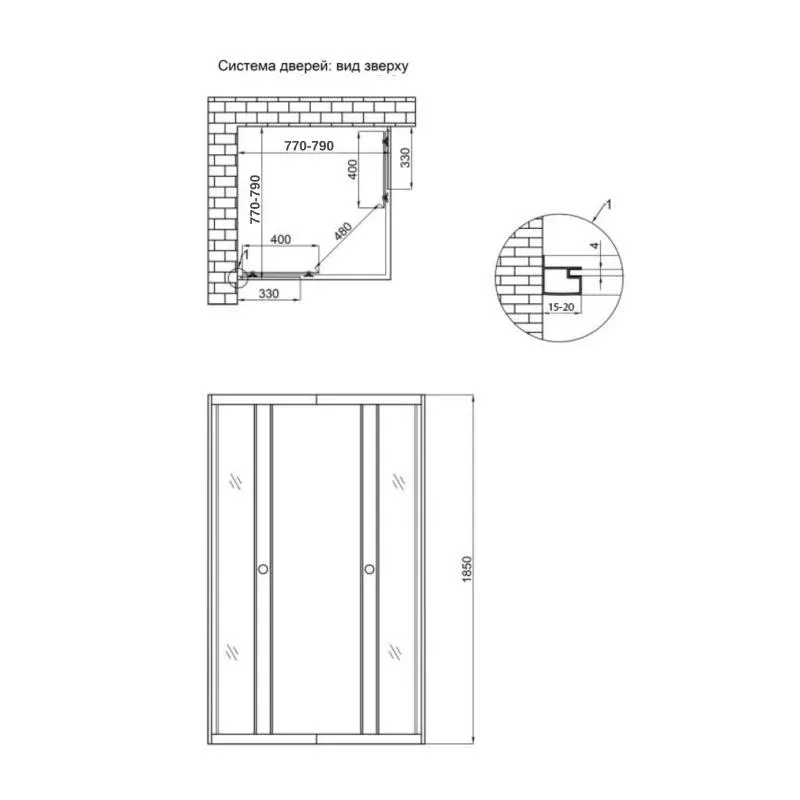 Душова кабіна Lidz Wawel SC80x80.SAT.LOW.FR, скло Frost 4 мм без піддона — фото 2