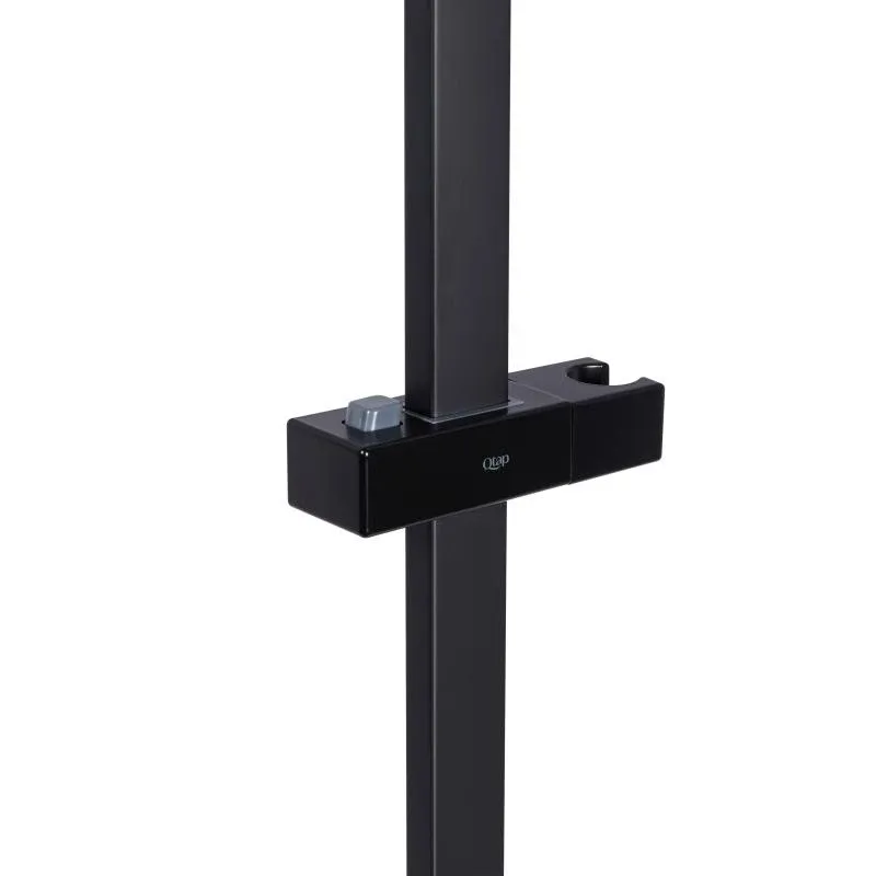 Душова стійка з тримачем універсальна Qtap Lepit 705 мм прямокутна QTLEP82103NB Black Matt — фото 3