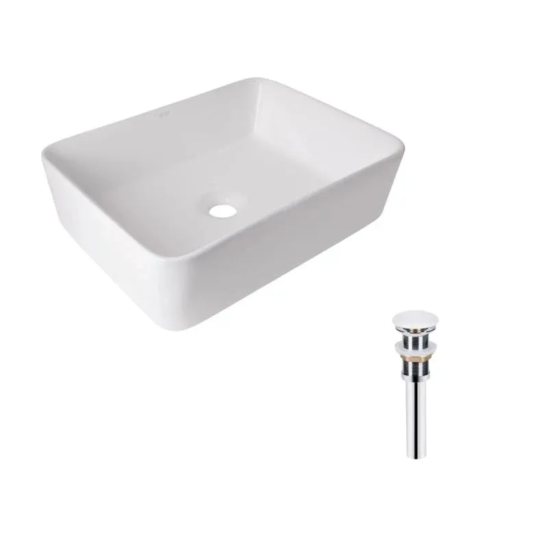 Комплект Qtap Tern: Раковина накладна прамокутна 480х370х135 мм White + Донний клапан PU02