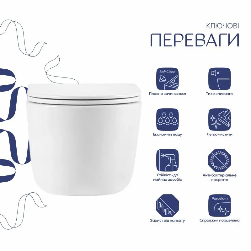 Унітаз підвісний Qtap Taurus безободковий з сидінням Soft-close QTTAU26W45428 — фото 3
