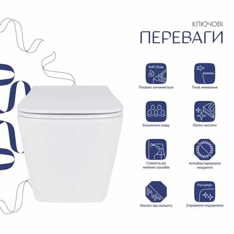 Унітаз підвісний Qtap Tern із сидінням Soft-close QT17332303ASW — фото 3