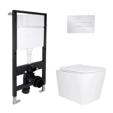 Готове рішення Qtap для ванної кімнати: підвісний унітаз Tern Ultra Quiet 525x345x360 + комплект інсталяції Standard (лінійна клавіша Chrome)