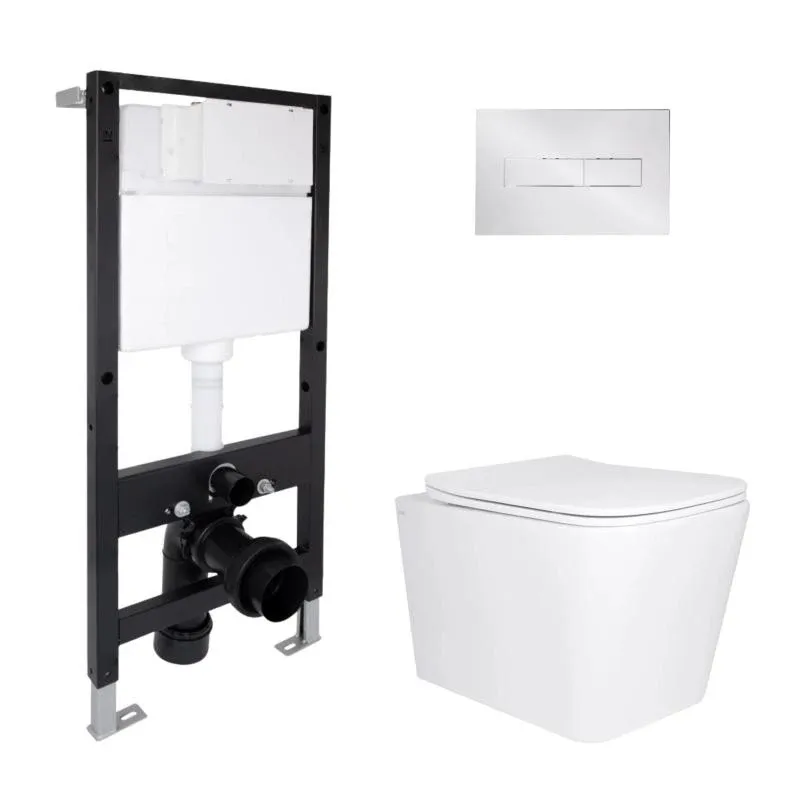 Готове рішення Qtap для ванної кімнати: підвісний унітаз Tern Ultra Quiet 525x345x360 + комплект інсталяції Standard (лінійна клавіша Chrome)
