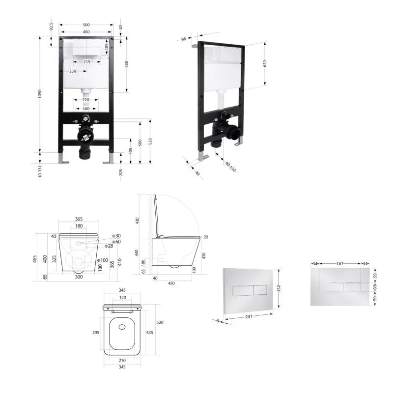 Готове рішення Qtap для ванної кімнати: підвісний унітаз Tern Ultra Quiet 525x345x360 + комплект інсталяції Standard (лінійна клавіша Chrome) — фото 2