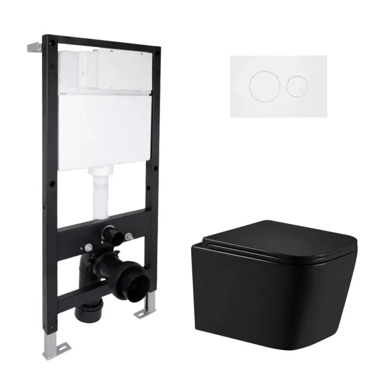Готове рішення Qtap для ванної кімнати: підвісний унітаз Crow Ultra Quiet 485x340x290 + комплект інсталяції Standard (кругла клавіша White)