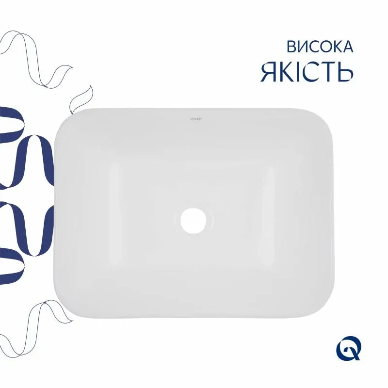Комплект Qtap Scorpio: Раковина врізна прямокутна 510х390х145 мм White + Донний клапан PU02 — фото 4