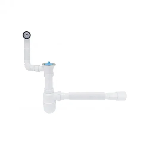 Сифон для кухонної мийки Lidz (WHI) 60 08 E004 00 з круглим переливом (вихід 50 мм)