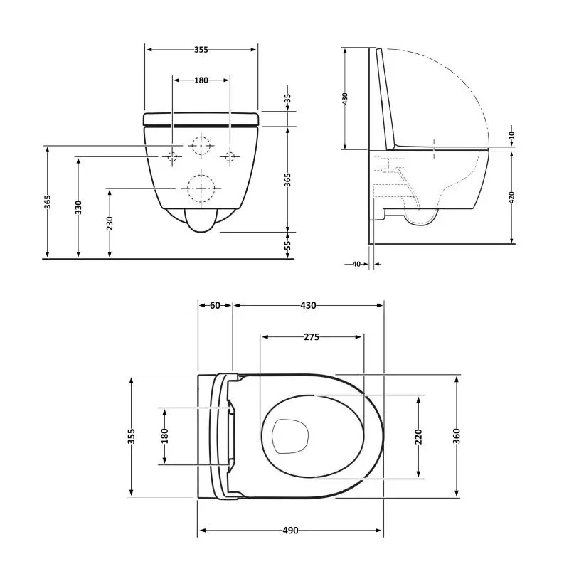 Унітаз підвісний Qtap Taurus безободковий з сидінням Soft-close QT2433084EUQMB — фото 2