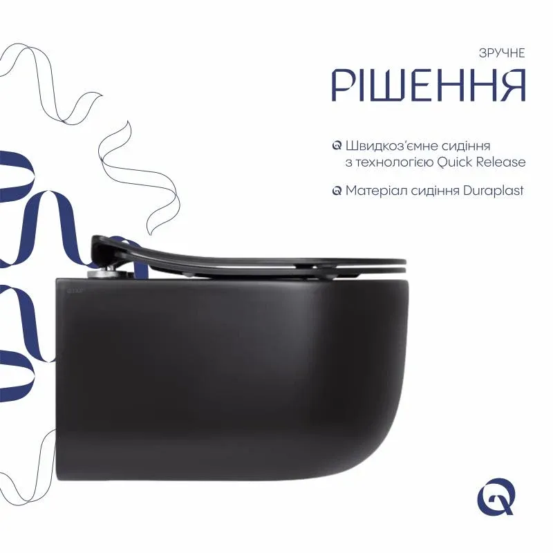 Унітаз підвісний Qtap Taurus безободковий з сидінням Soft-close QT2433084EUQMB — фото 4