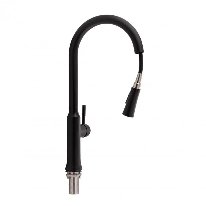 Змішувач для кухні Qtap Baruska з висувним виливом QTBAR9137103UB Black Matt — фото 3