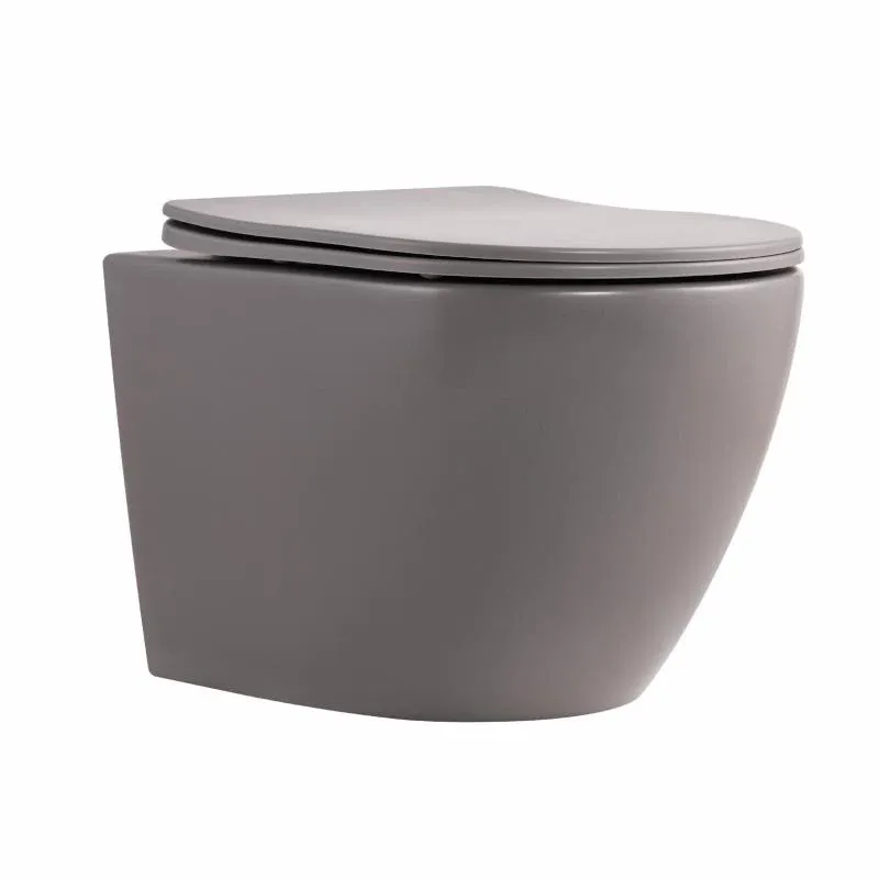 Унітаз підвісний Robin Ultra Quiet 490×365×325 мм, Stone Grey, з сидінням Slim Duroplast / Soft-close / Quick Release QT13332381АSSG Qtap