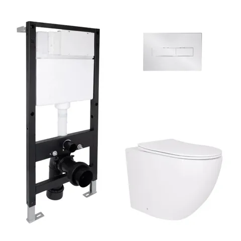 Готове рішення Qtap для ванної кімнати: підвісний унітаз Robin Ultra Quiet 520x365x365 + комплект інсталяції Standard (лінійна клавіша Chrome)
