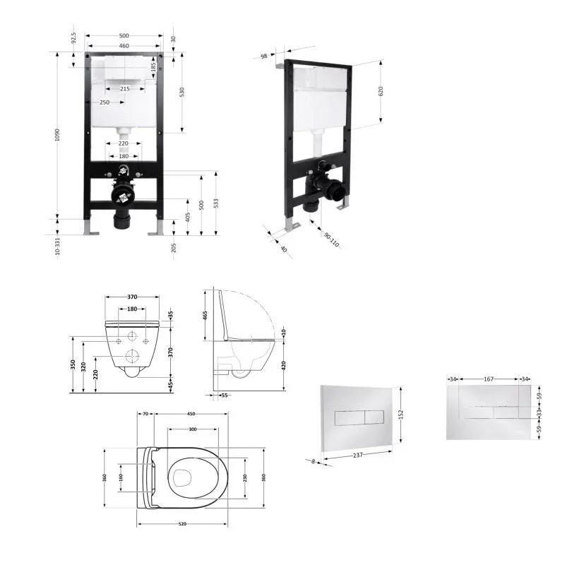Готове рішення Qtap для ванної кімнати: підвісний унітаз Robin Ultra Quiet 520x365x365 + комплект інсталяції Standard (лінійна клавіша Chrome) — фото 2