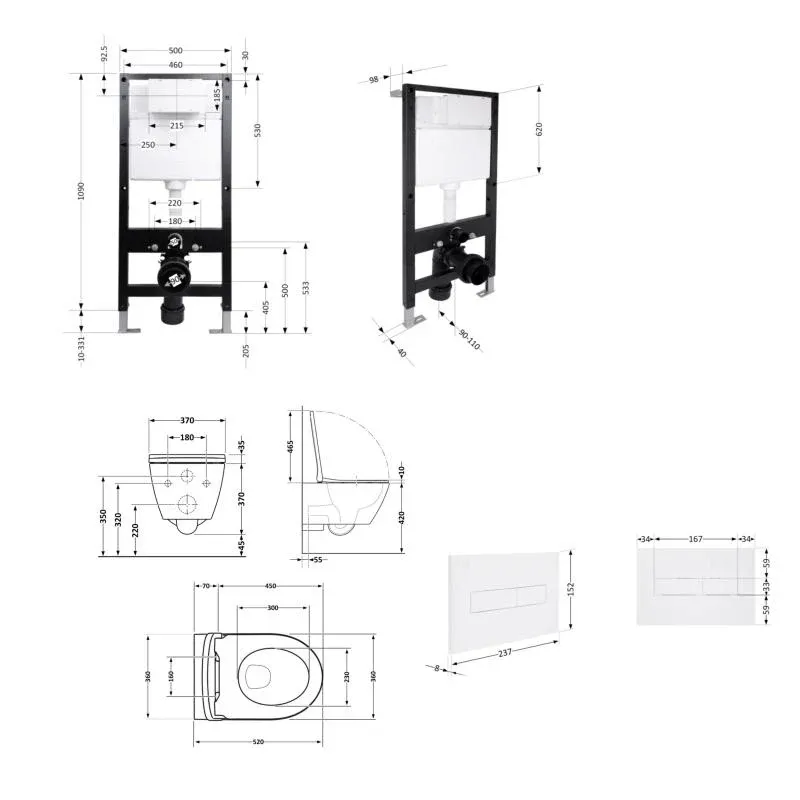 Готове рішення Qtap для ванної кімнати: підвісний унітаз Robin Ultra Quiet 520x365x365 + комплект інсталяції Standard (лінійна клавіша White) — фото 2