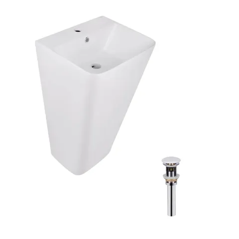 Комплект Qtap Tern: Раковина напольна моноблок 440х380х830 мм White + Донний клапан PU02O