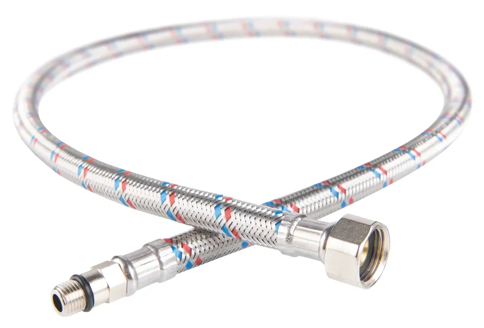Шланг в сталевому оплетенні 3/8 ” x M10 з коротким накінечником L=50см FERRO