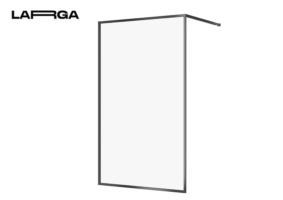 Кабіна душова Walk-in Larga 120х200, профіль чорний, прозоре скло