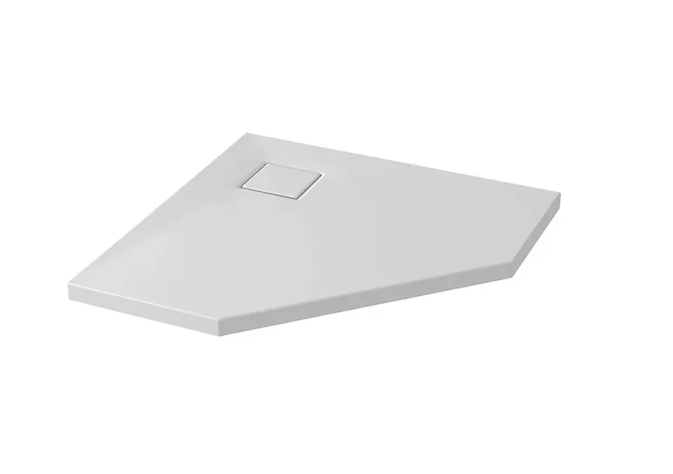Сет B544 душовий  піддон п'ятикутний TAKO SLIM 80x4 білий матовий + сифон