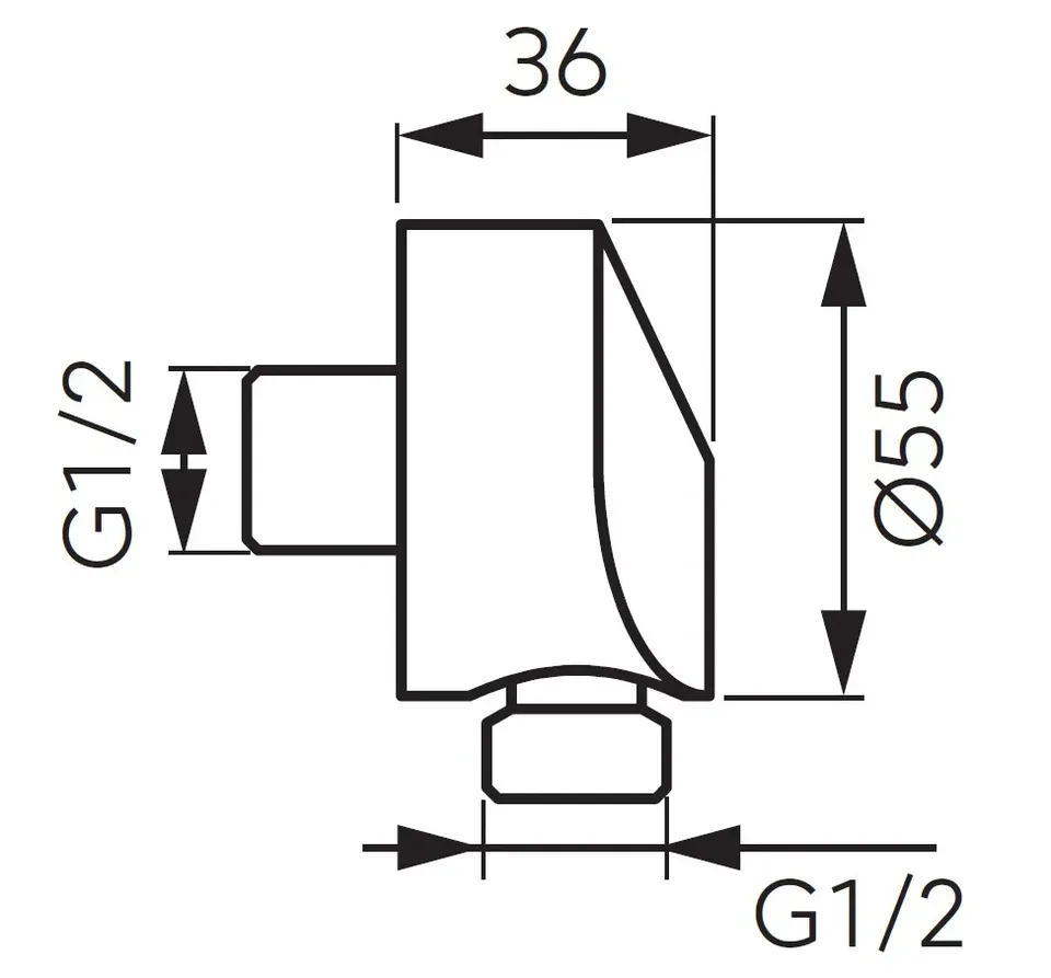 З'єднання кутове G1/2 для душового шланга, кругл, чорний FERRO — фото 2