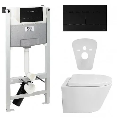 Комплект 5в1  (OLI120 , Slim black, REM VORTEX унітаз з UF сидінням , шум.пр.)